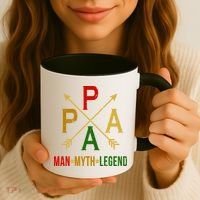 Papa The Man Myth Legend Arrow Cross Coffee Mug thumb 3