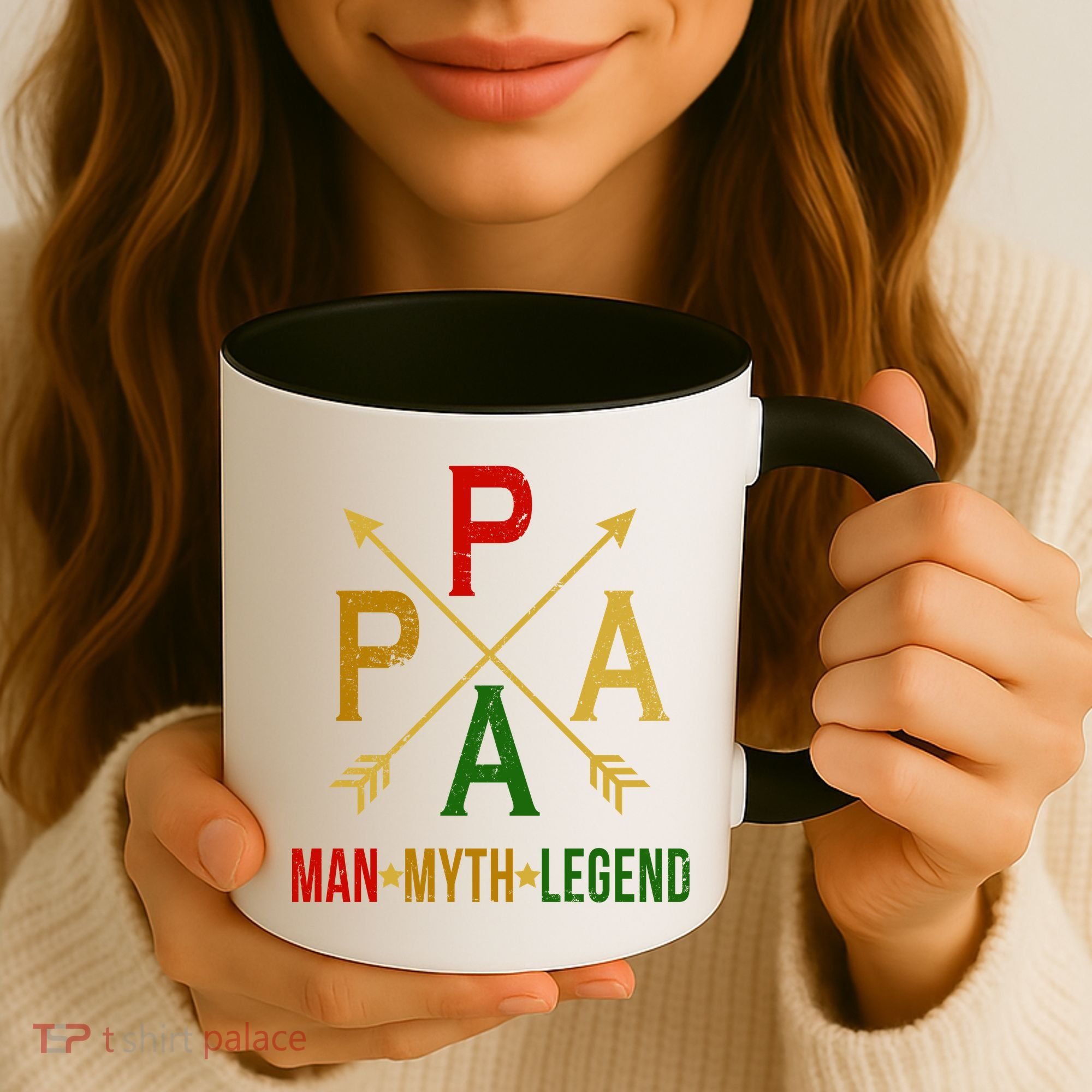 Papa The Man Myth Legend Arrow Cross Coffee Mug
