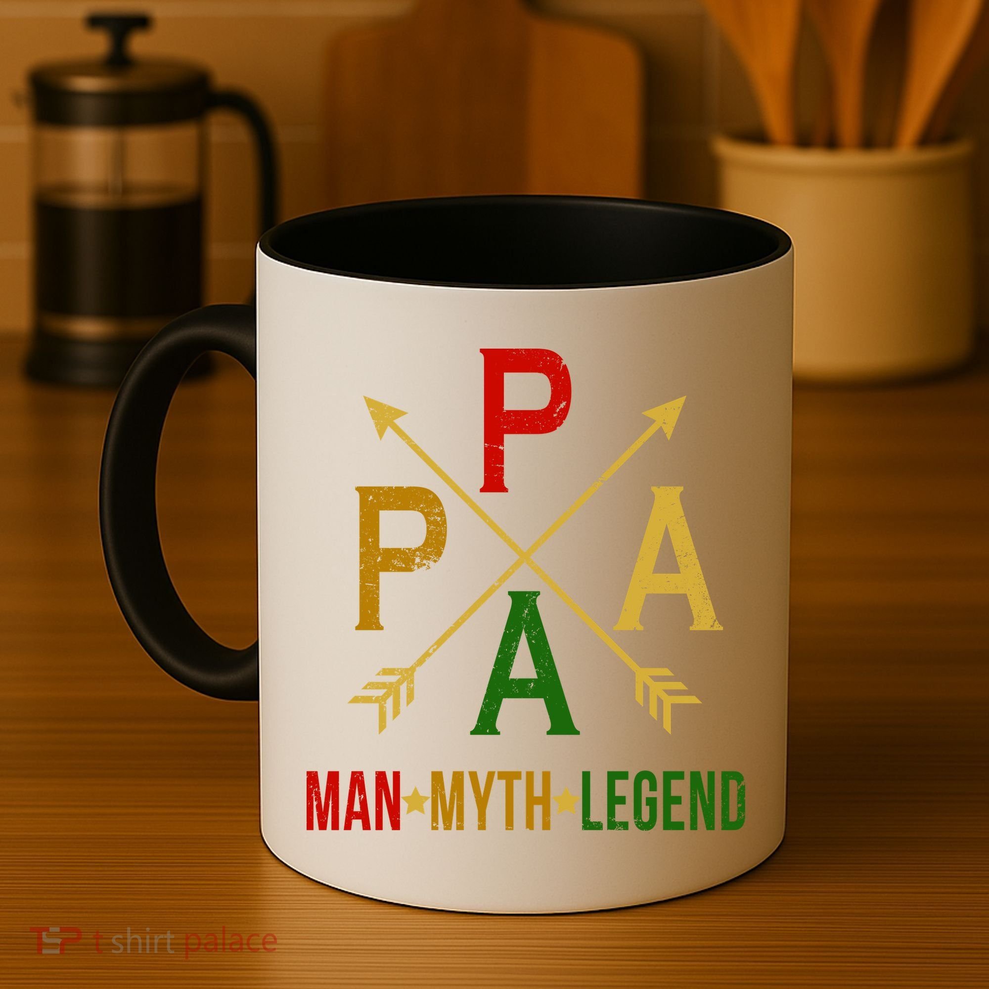 Papa The Man Myth Legend Arrow Cross Coffee Mug