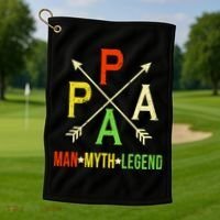 Papa The Man Myth Legend Arrow Cross Golf Towel thumb 1