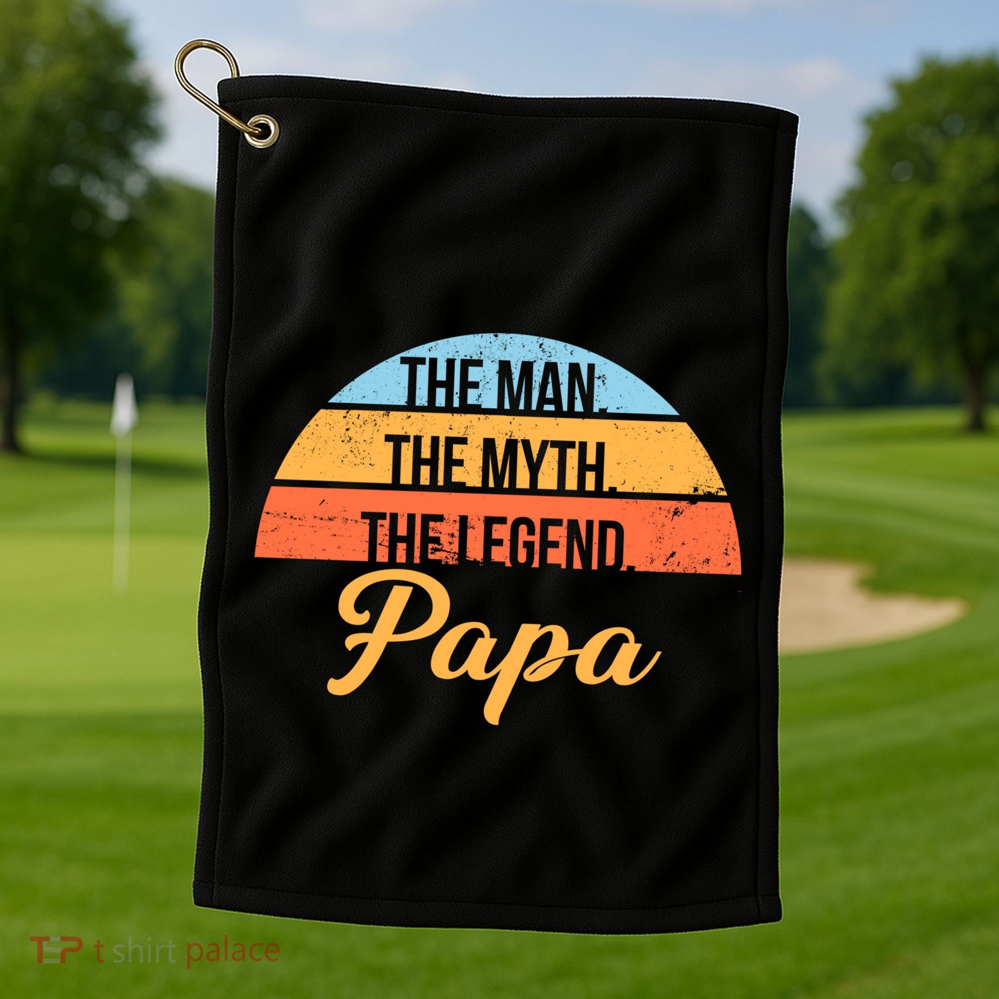 Papa The Man Myth Legend Retro Golf Towel