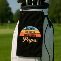 Papa The Man Myth Legend Retro Golf Towel thumb 2