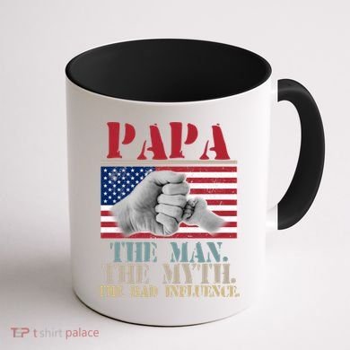 Papa The Man The Myth The Bad Influence Father's Day Coffee Mug back
