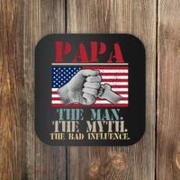 Papa The Man The Myth The Bad Influence Father's Day Coaster thumb 0