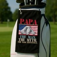 Papa The Man The Myth The Bad Influence Father's Day Golf Towel thumb 2