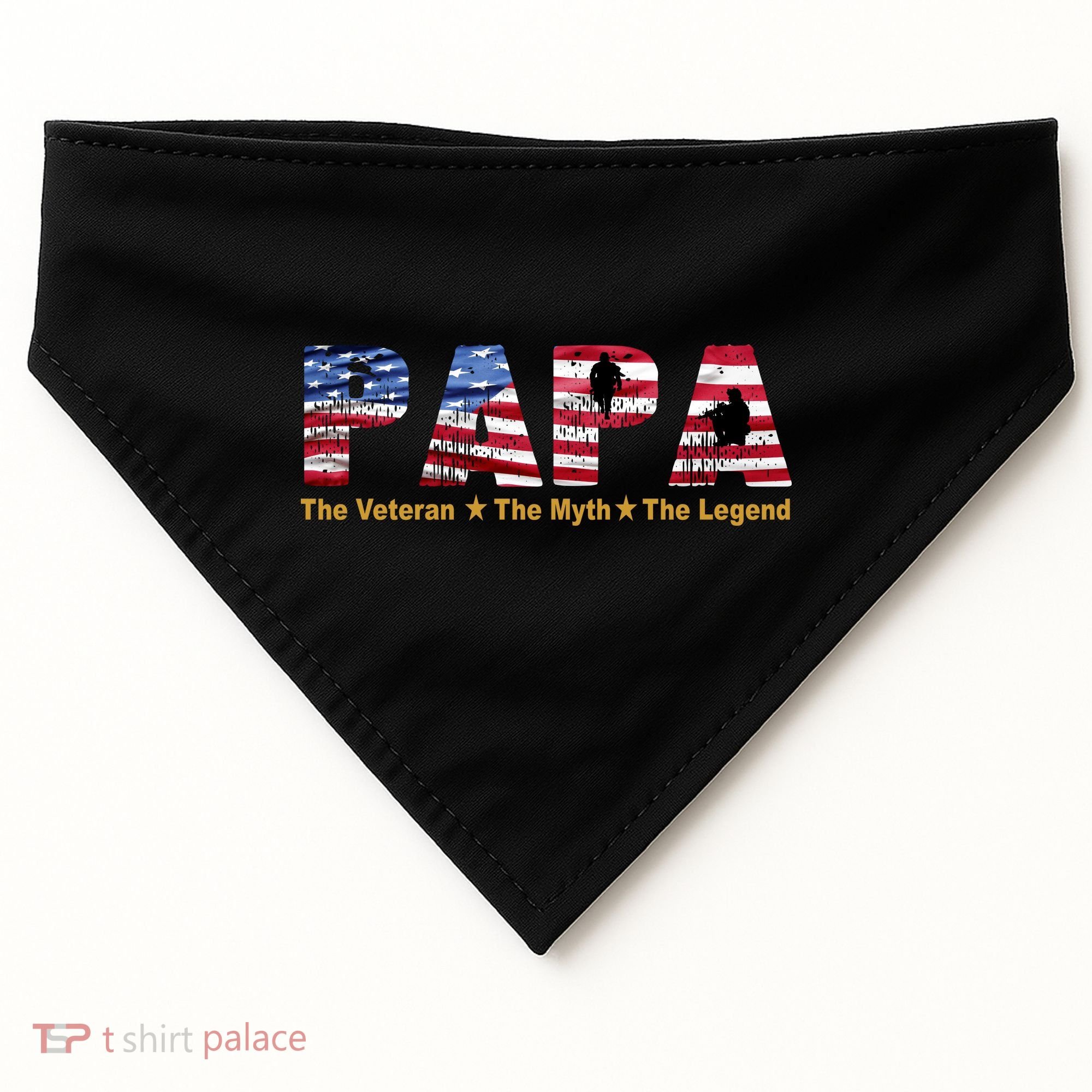 Papa The Veteran The Myth The Legend USA-Made Doggie Bandana