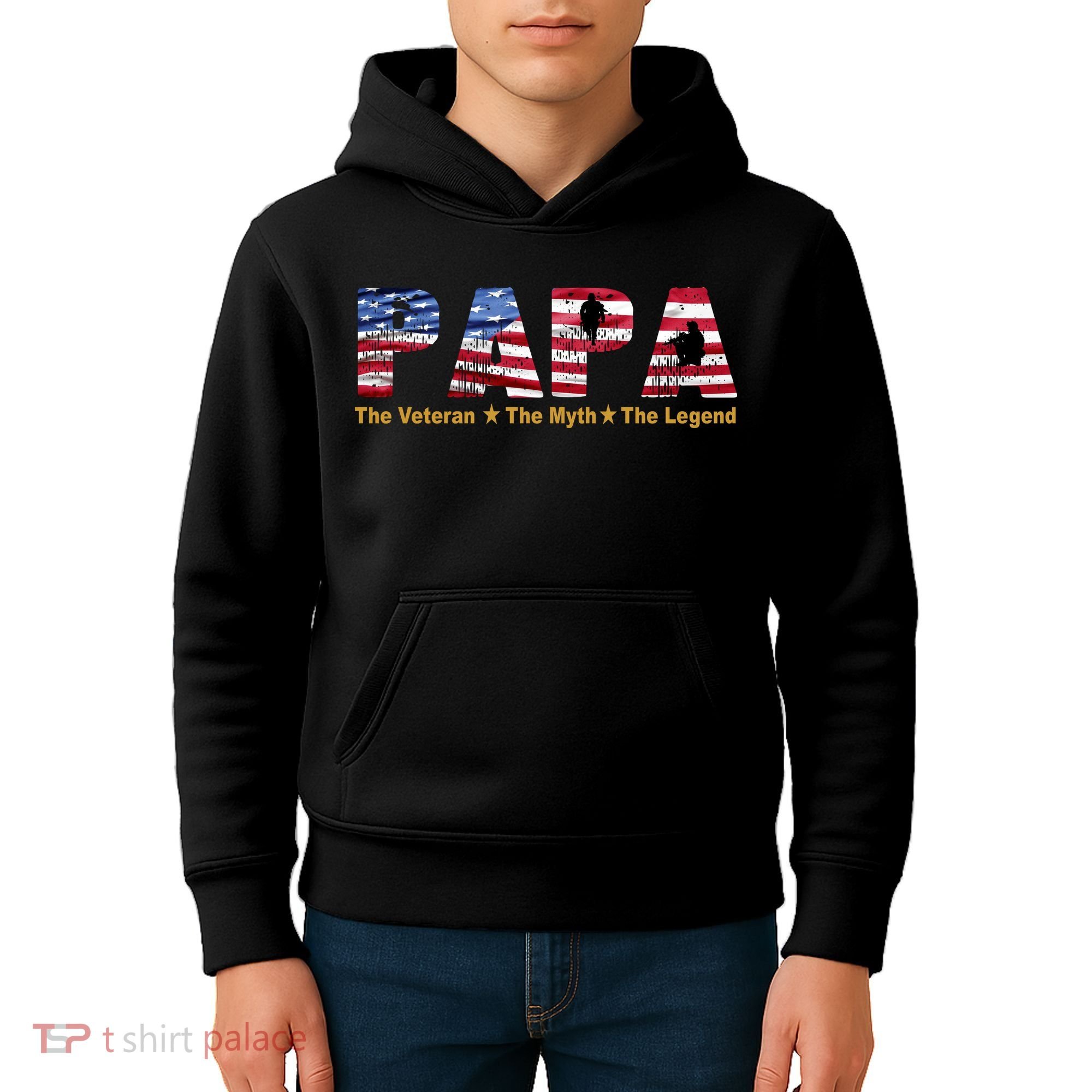 Papa The Veteran The Myth The Legend Kids Hoodie