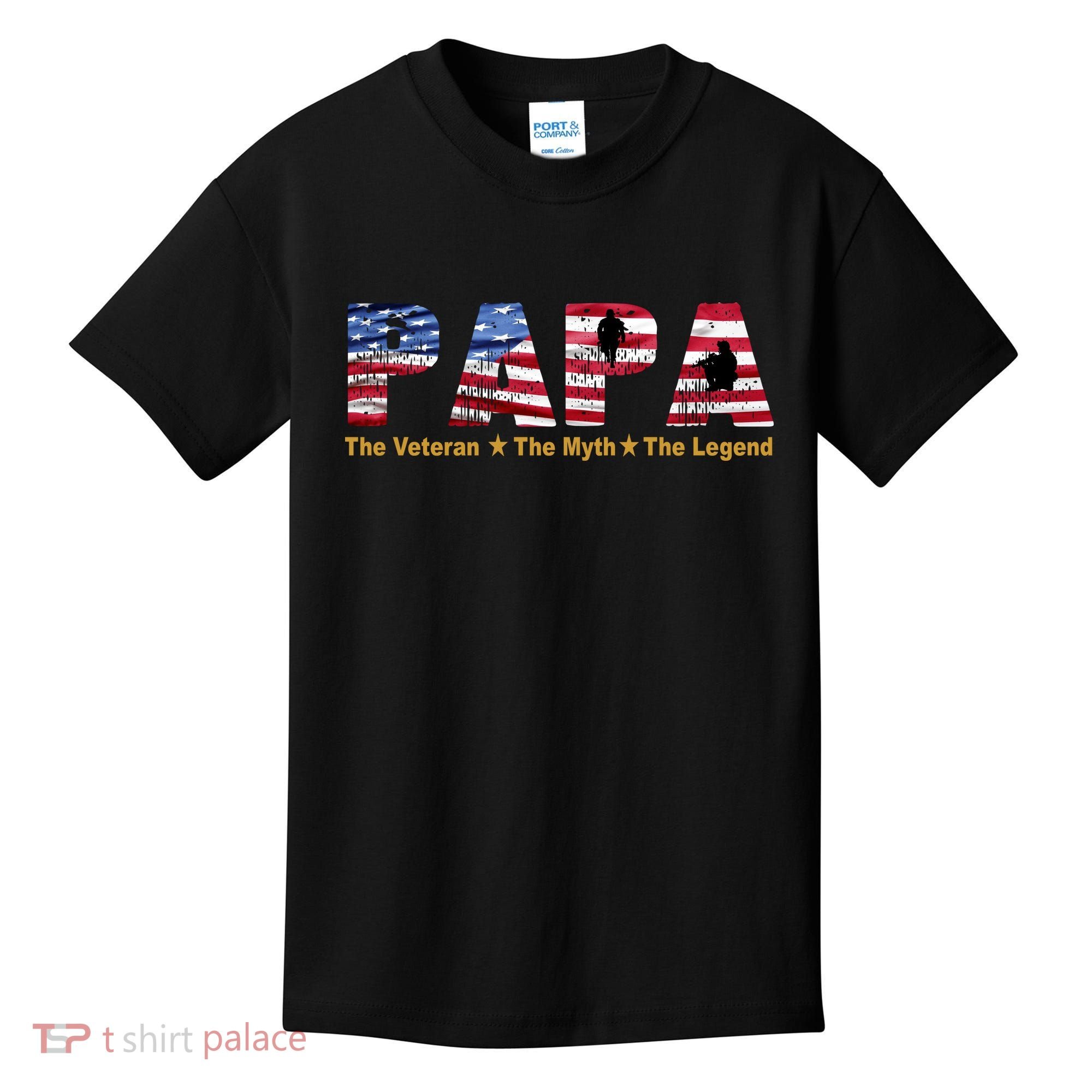 Papa The Veteran The Myth The Legend Kids T-Shirt