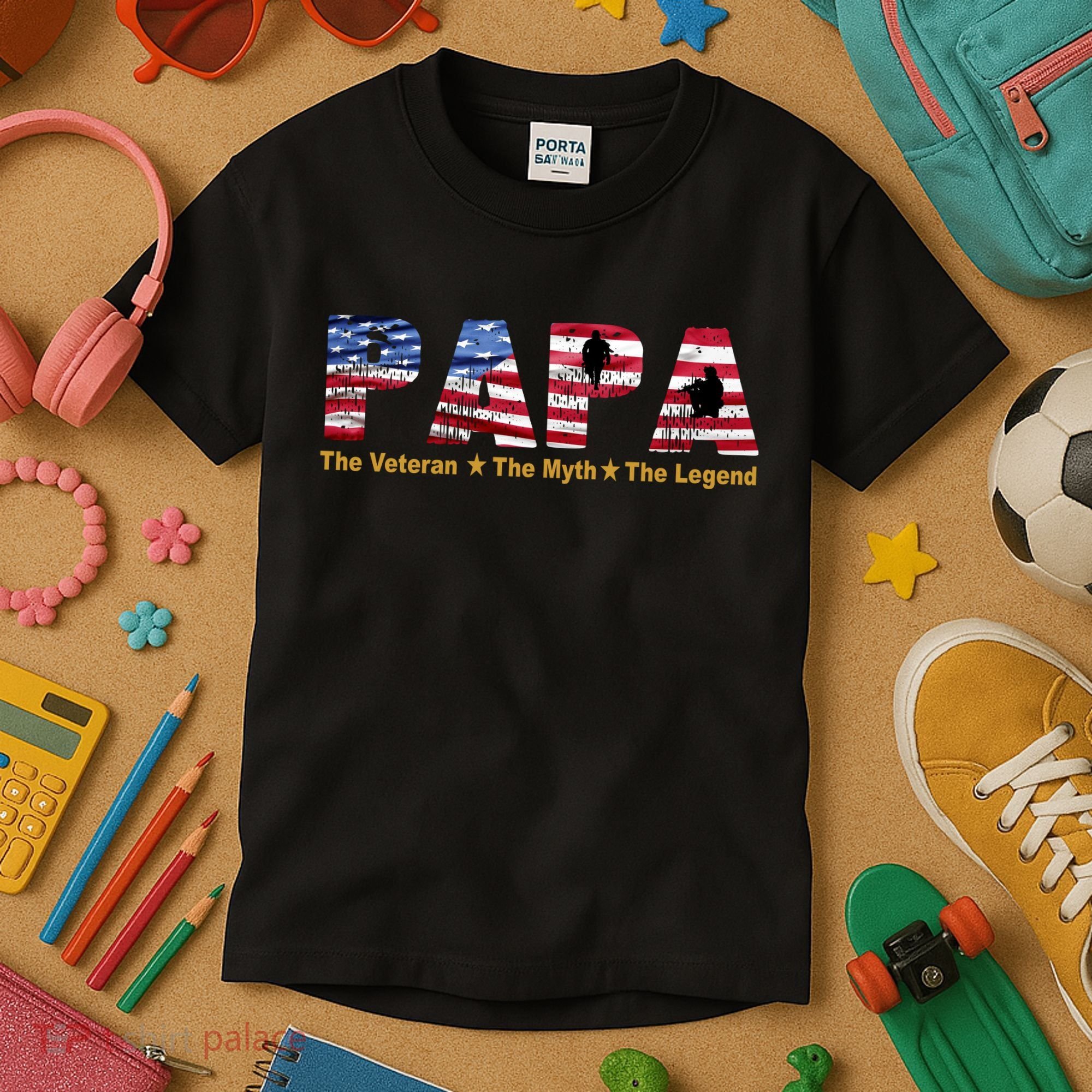 Papa The Veteran The Myth The Legend Kids T-Shirt