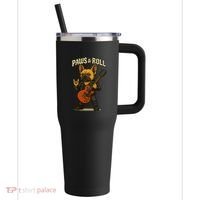 Paws And Roll French Bulldog Funny 40oz Vacuum Insulated Stainless Steel Travel Tumbler thumb 0