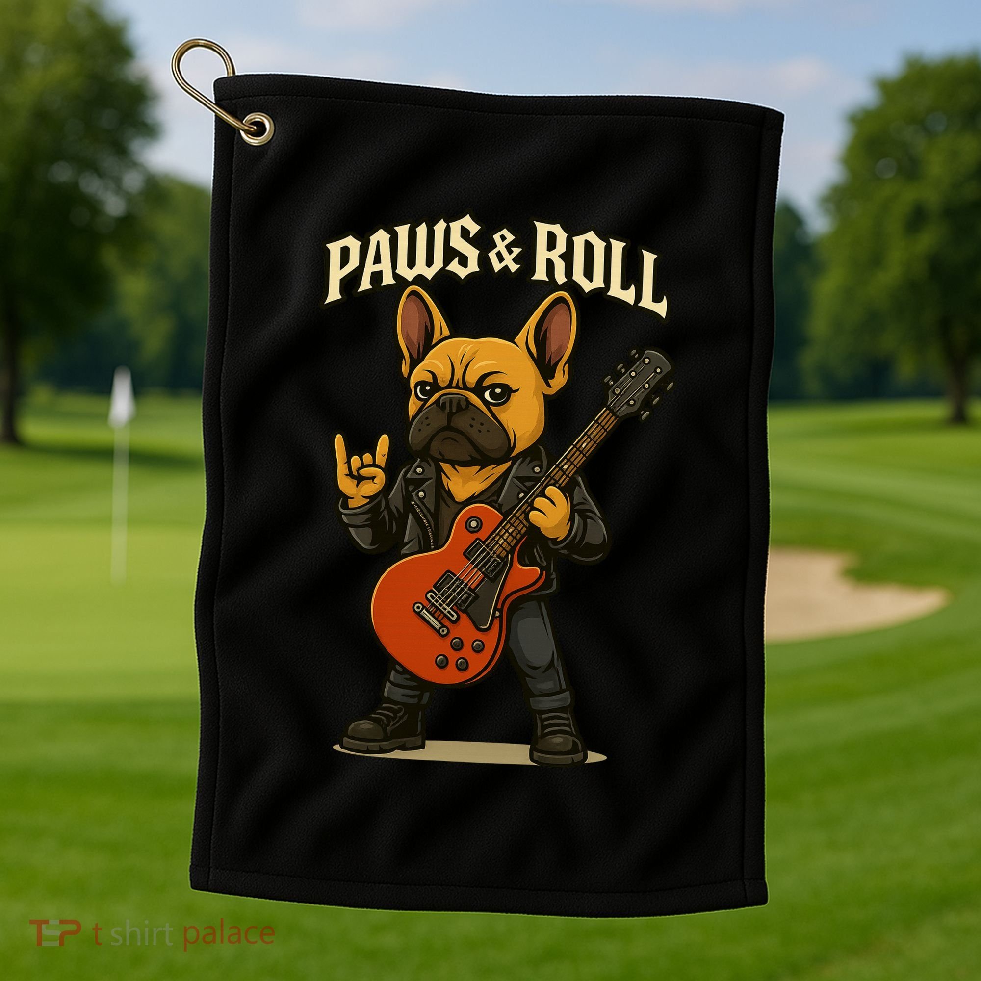 Paws And Roll French Bulldog Funny Golf Towel