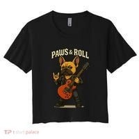 Paws And Roll French Bulldog Funny Women's Crop Top Tee thumb 0