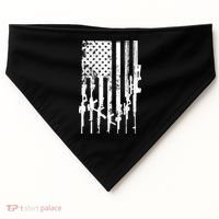 Patriotic American Rifle Flag Pro Gun Gifts USA-Made Doggie Bandana thumb 0