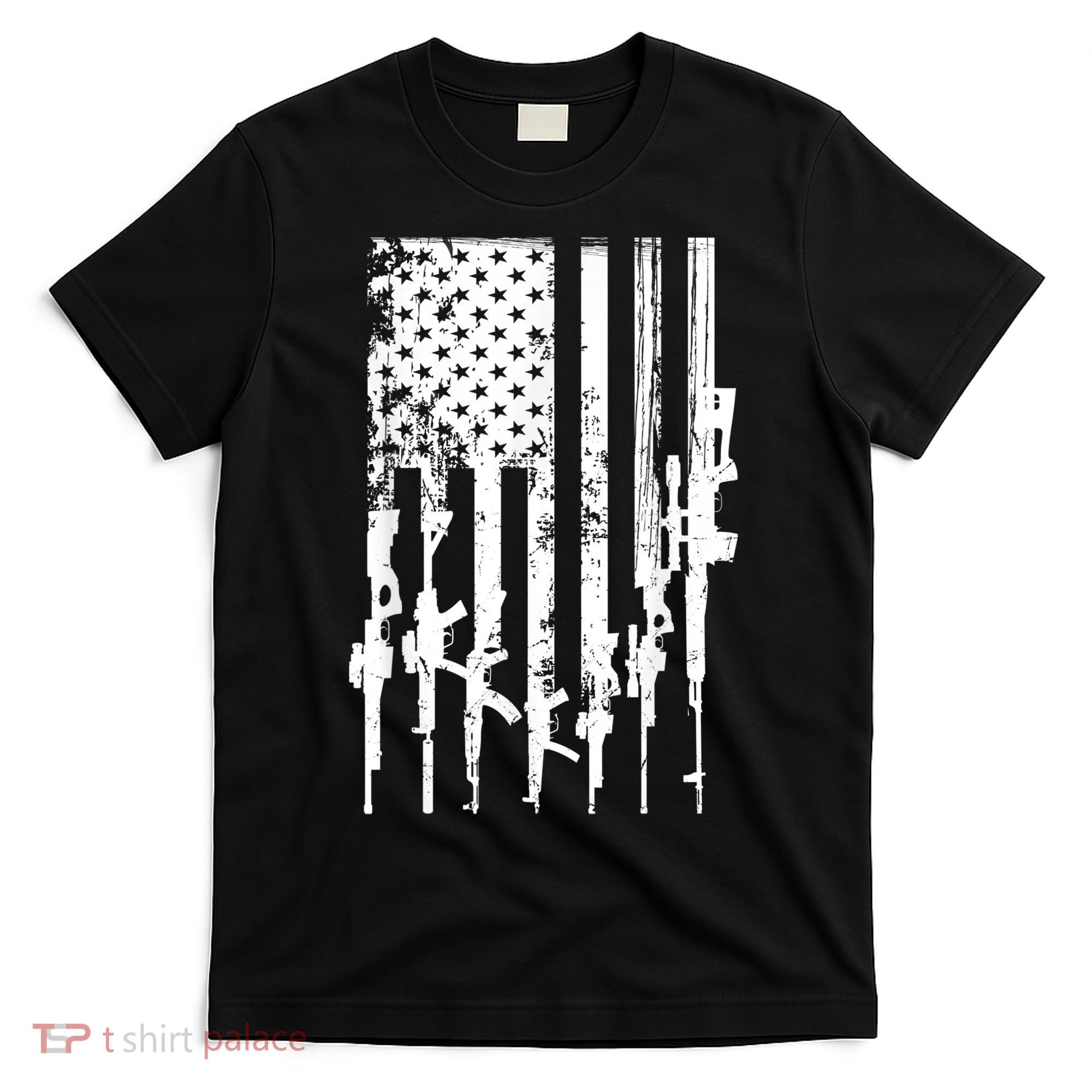 Patriotic American Rifle Flag Pro Gun Gifts T-Shirt