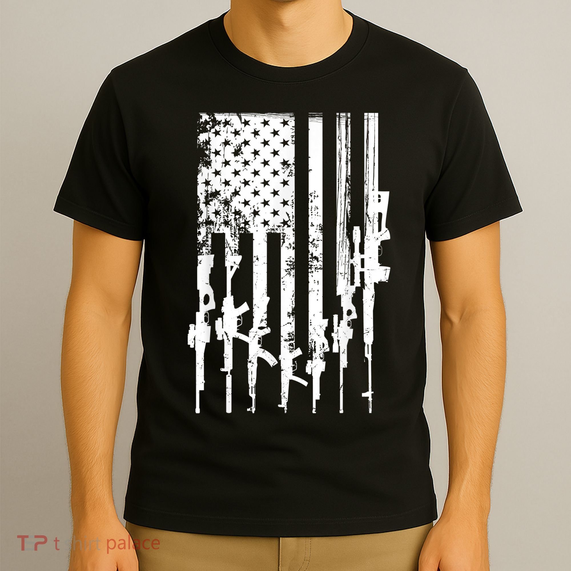 Patriotic American Rifle Flag Pro Gun Gifts T-Shirt