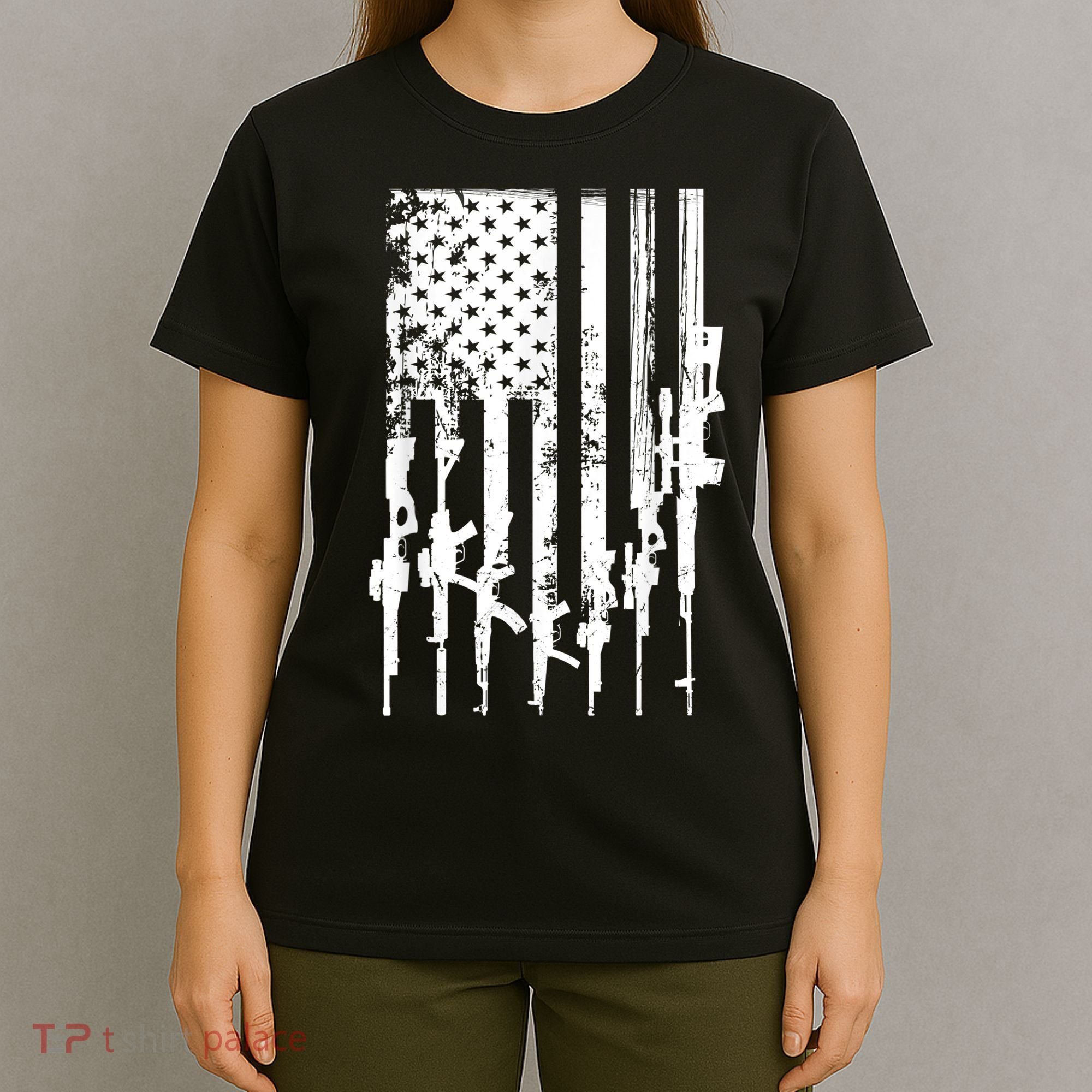 Patriotic American Rifle Flag Pro Gun Gifts T-Shirt