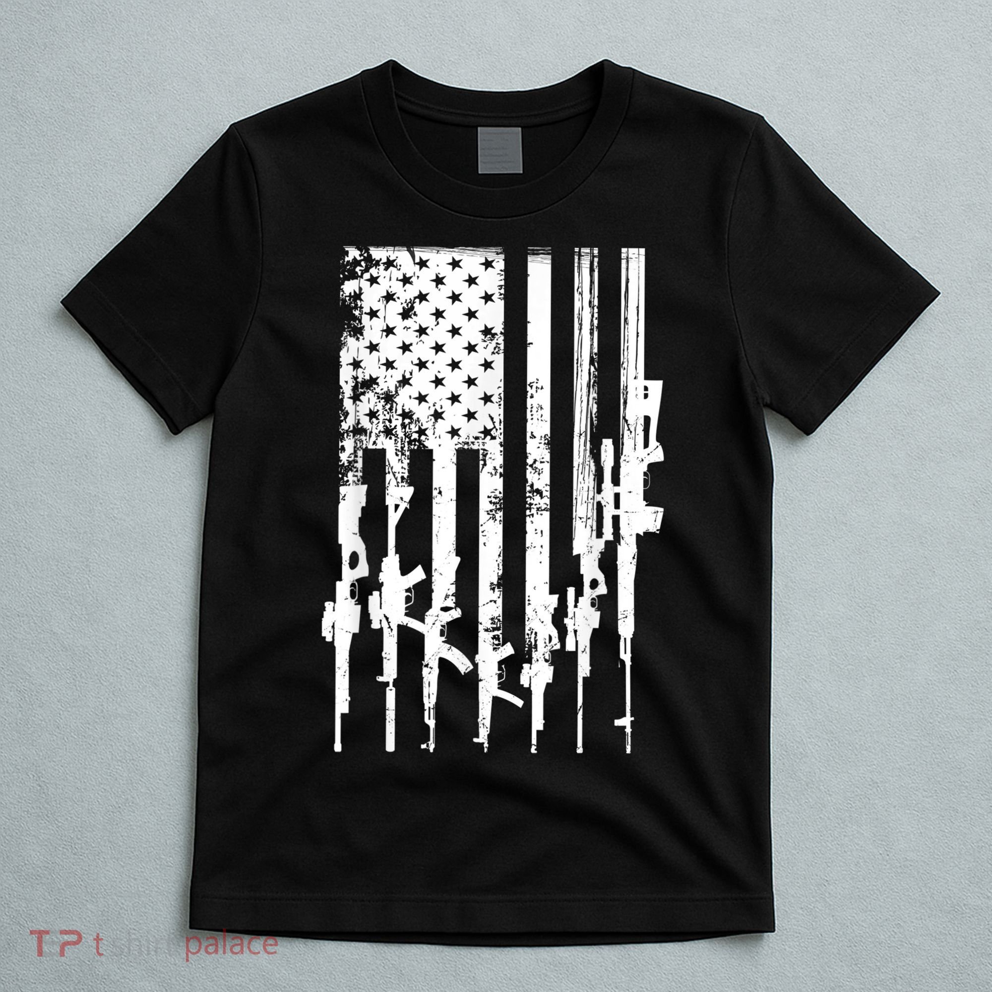 Patriotic American Rifle Flag Pro Gun Gifts T-Shirt