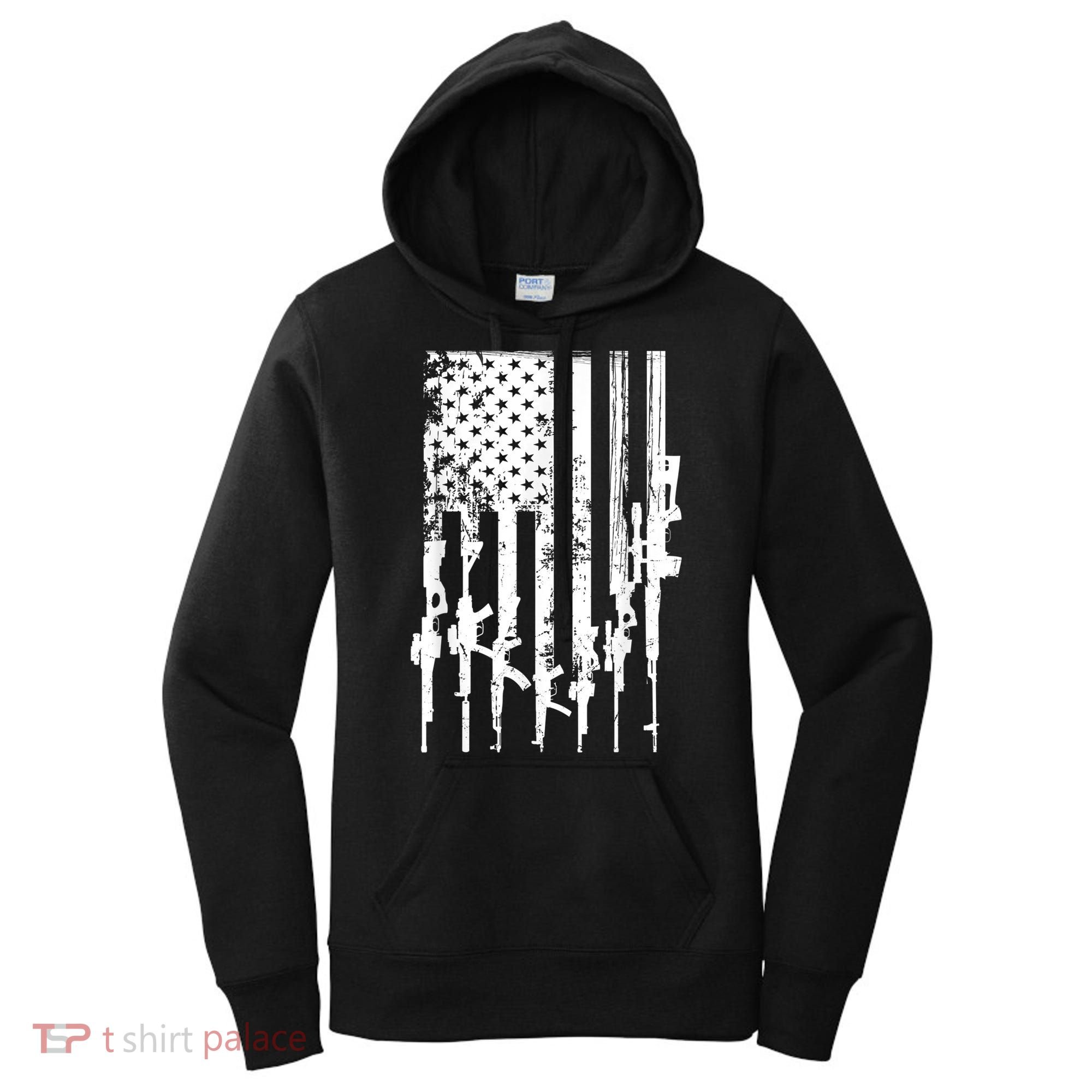 Patriotic American Rifle Flag Pro Gun Gifts Women's Hoodie