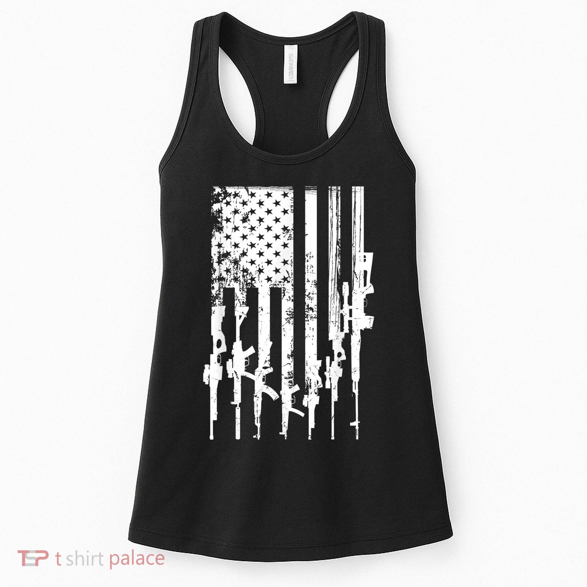 Patriotic American Rifle Flag Pro Gun Gifts Women's Tank Top