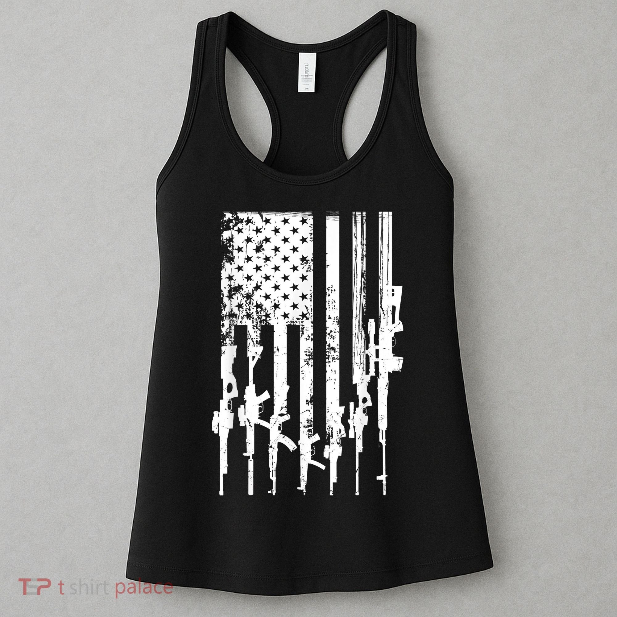 Patriotic American Rifle Flag Pro Gun Gifts Women's Tank Top