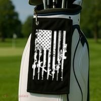 Patriotic American Rifle Flag Pro Gun Gifts Golf Towel thumb 2