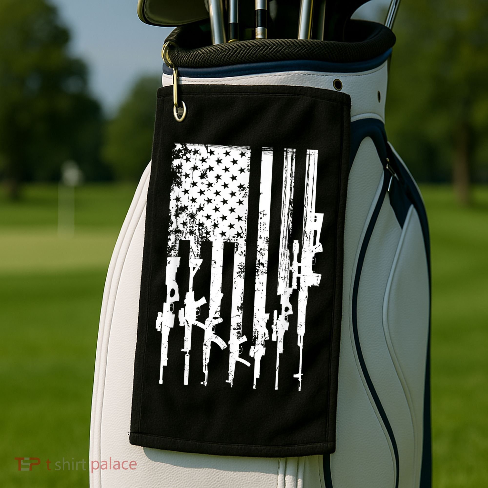Patriotic American Rifle Flag Pro Gun Gifts Golf Towel