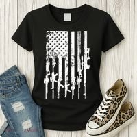 Patriotic American Rifle Flag Pro Gun Gifts Women's T-Shirt thumb 3
