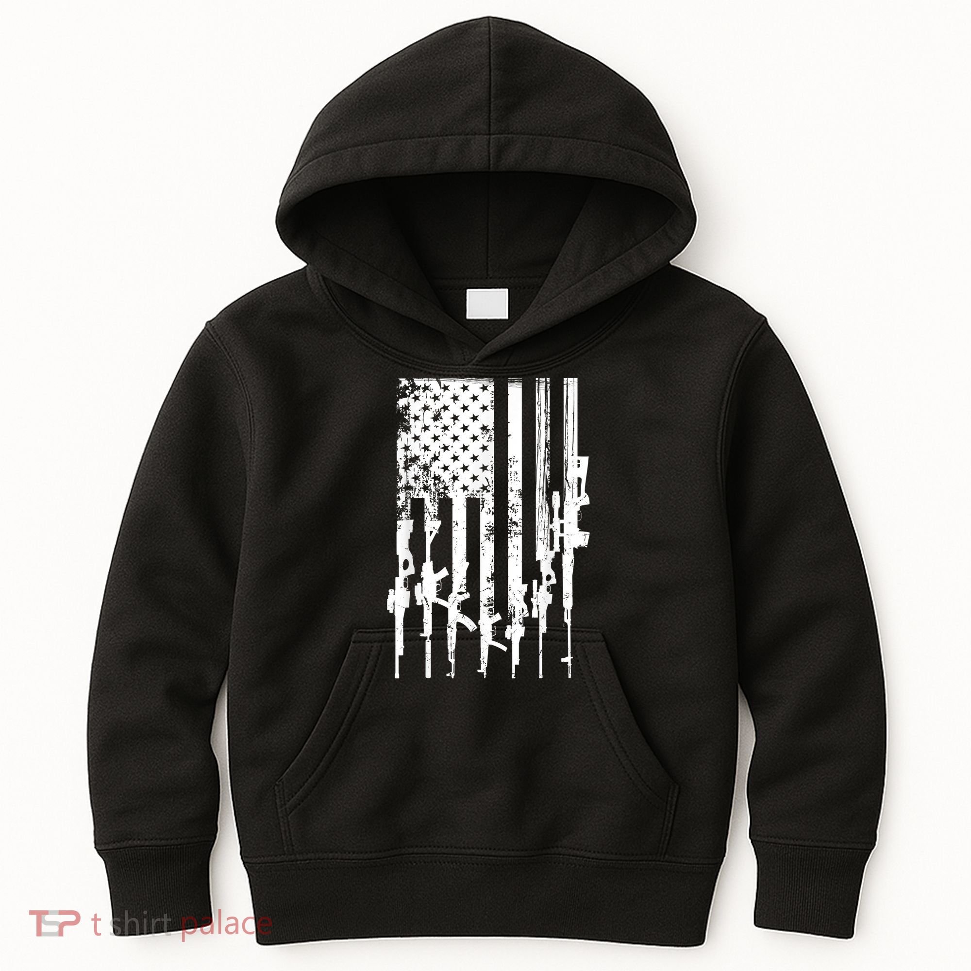 Patriotic American Rifle Flag Pro Gun Gifts Kids Hoodie