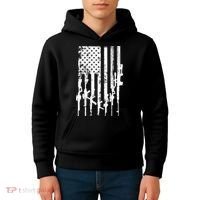 Patriotic American Rifle Flag Pro Gun Gifts Kids Hoodie thumb 4