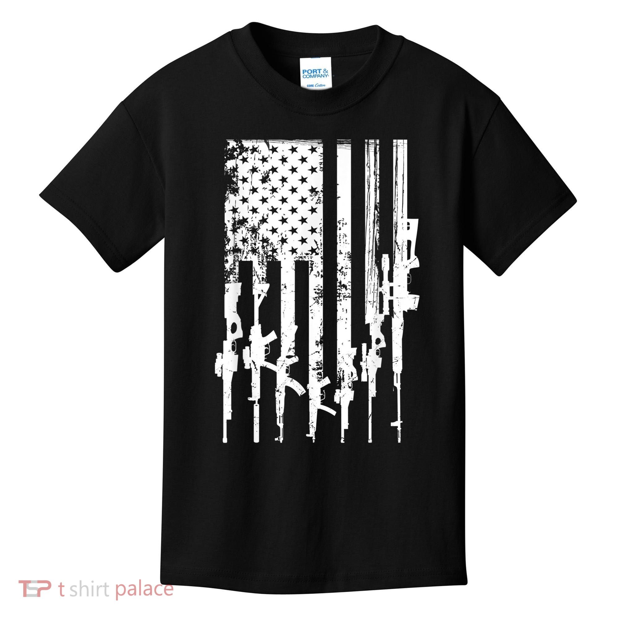 Patriotic American Rifle Flag Pro Gun Gifts Kids T-Shirt