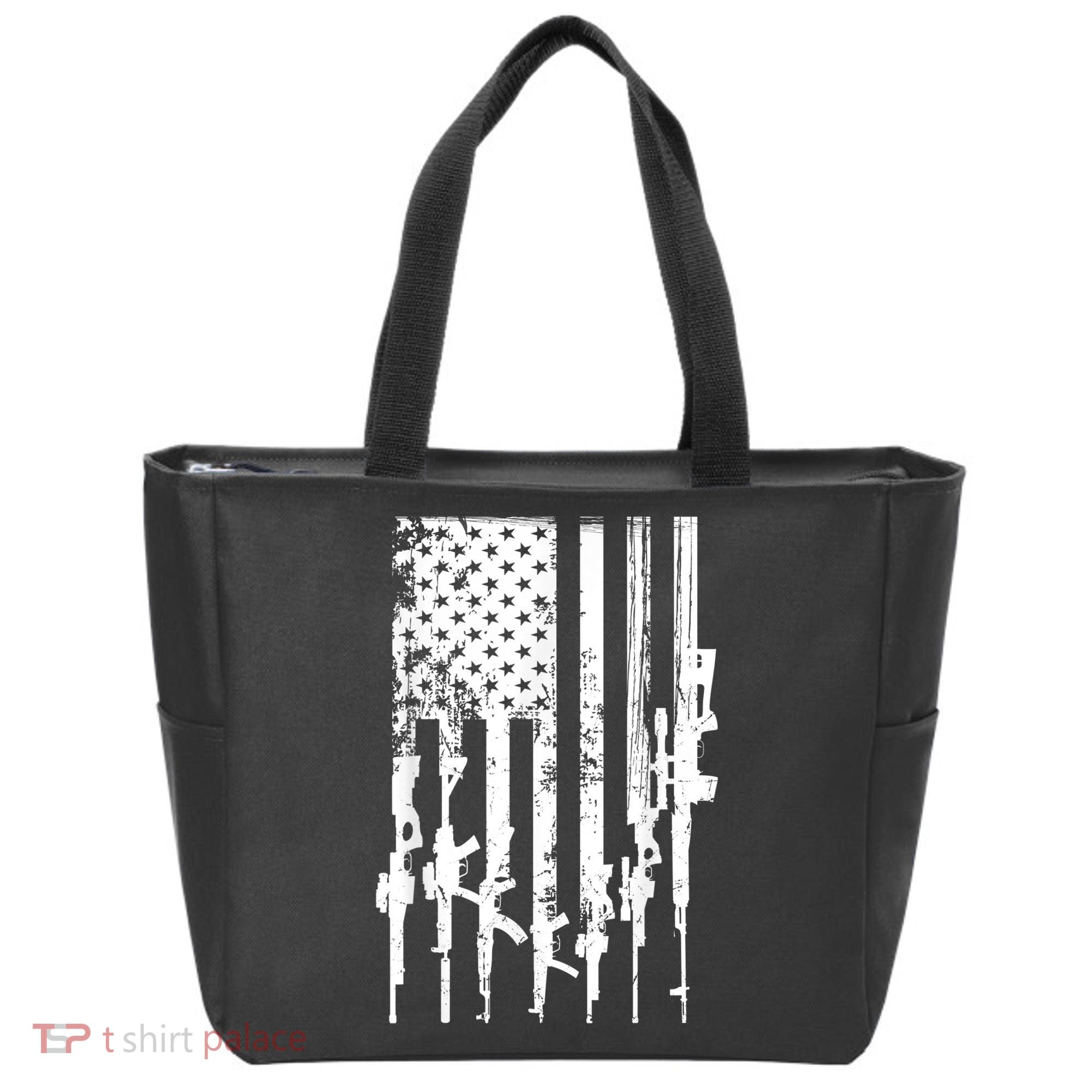 Patriotic American Rifle Flag Pro Gun Gifts Tote Bag