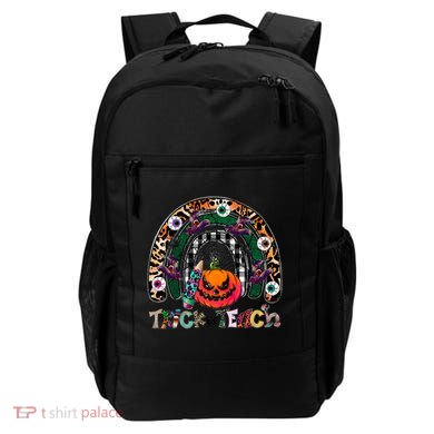 Pumpkins And Rainbow Trick Or Teach Teacher Halloween Funny Gift Backpack
