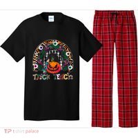 Pumpkins And Rainbow Trick Or Teach Teacher Halloween Funny Gift Pajama Set thumb 0