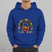 Pumpkins And Rainbow Trick Or Teach Teacher Halloween Funny Gift Hoodie thumb 0