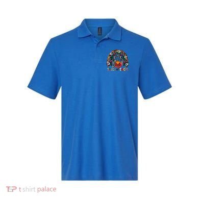 Pumpkins And Rainbow Trick Or Teach Teacher Halloween Funny Gift Polo