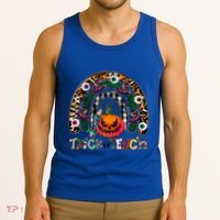 Pumpkins And Rainbow Trick Or Teach Teacher Halloween Funny Gift Tank Top thumb 3