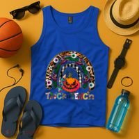 Pumpkins And Rainbow Trick Or Teach Teacher Halloween Funny Gift Tank Top thumb 4
