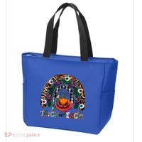 Pumpkins And Rainbow Trick Or Teach Teacher Halloween Funny Gift Tote Bag thumb 3