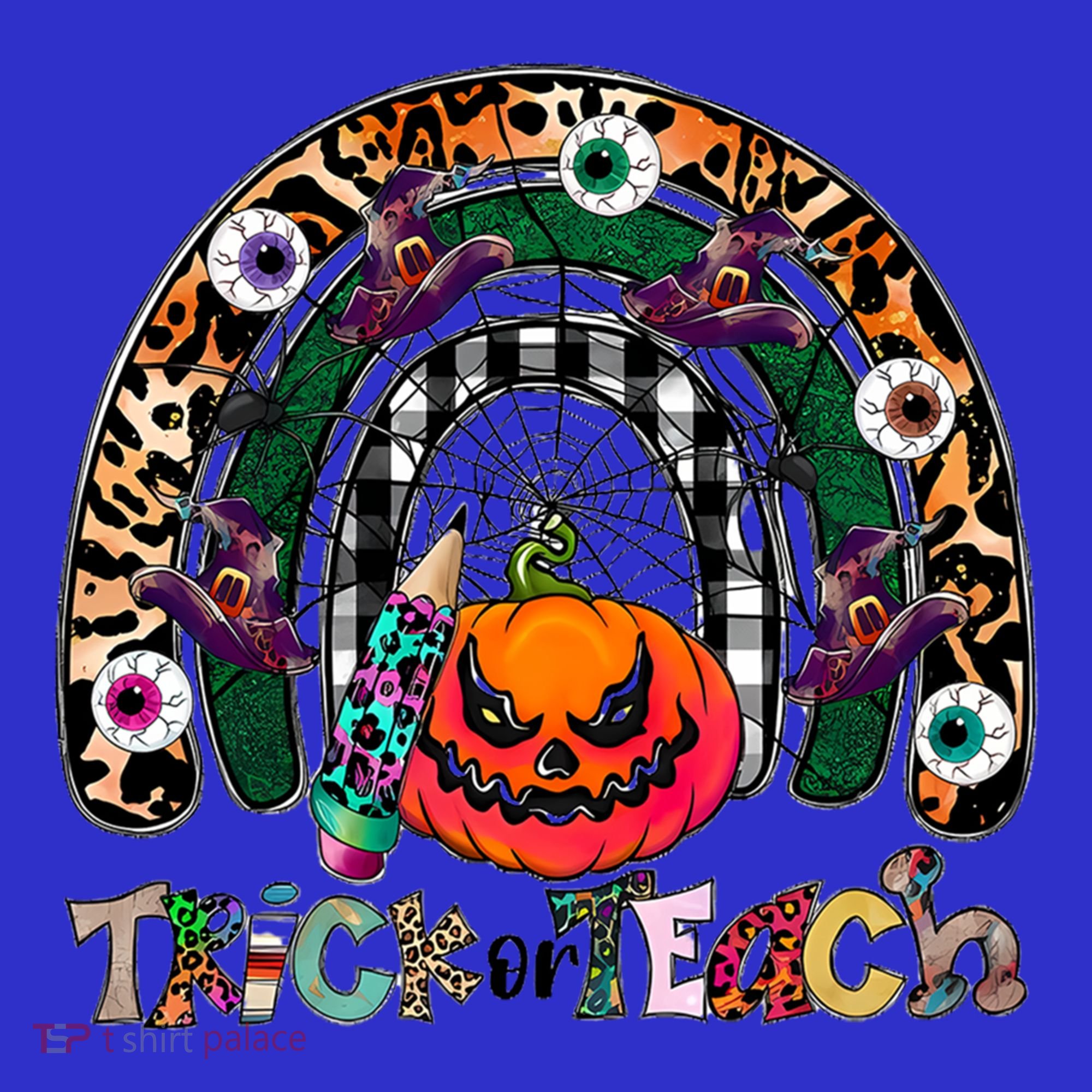 Pumpkins And Rainbow Trick Or Teach Teacher Halloween Funny Gift Tote Bag
