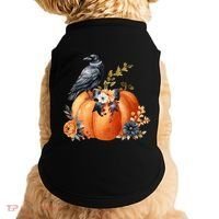 Pretty Autumn Raven Floral Pumpkin Fall Lover Doggie Tank thumb 0