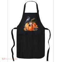 Pretty Autumn Raven Floral Pumpkin Fall Lover Apron thumb 0