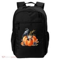 Pretty Autumn Raven Floral Pumpkin Fall Lover Backpack thumb 0