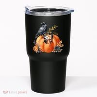 Pretty Autumn Raven Floral Pumpkin Fall Lover Tumbler thumb 0