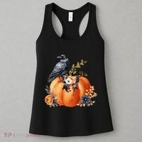 Pretty Autumn Raven Floral Pumpkin Fall Lover Women's Tank Top thumb 3