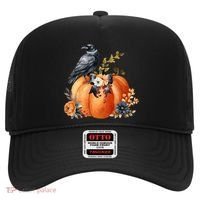 Pretty Autumn Raven Floral Pumpkin Fall Lover Hat thumb 0