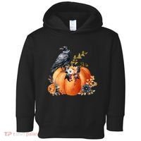 Pretty Autumn Raven Floral Pumpkin Fall Lover Toddler Hoodie thumb 0