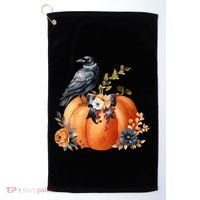 Pretty Autumn Raven Floral Pumpkin Fall Lover Golf Towel thumb 0