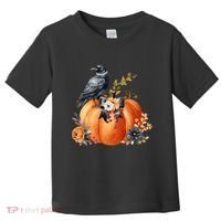 Pretty Autumn Raven Floral Pumpkin Fall Lover Toddler T-Shirt thumb 0