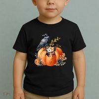 Pretty Autumn Raven Floral Pumpkin Fall Lover Toddler T-Shirt thumb 2