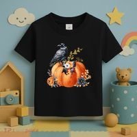 Pretty Autumn Raven Floral Pumpkin Fall Lover Toddler T-Shirt thumb 3